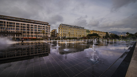 Modern fountain in Nice, franceのeditorial素材