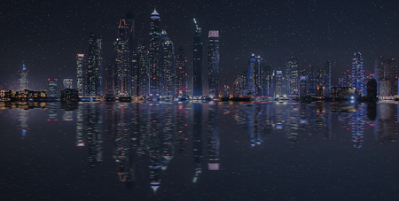 Dubai Marina reflectionの写真素材