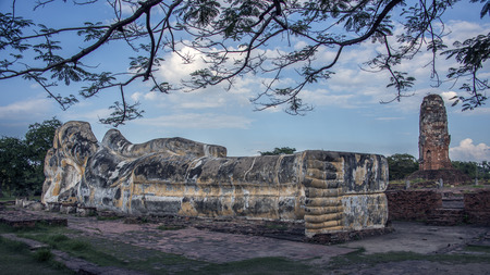 Laid Buddha in Wat Ayutthaya Lokkayasutharamの写真素材