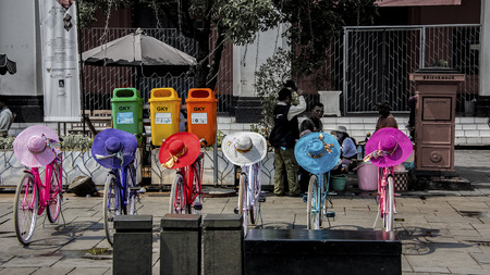 Colorful bikes in Jakarta