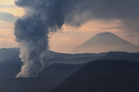Activity at Mount Bromo in the early morningの写真素材