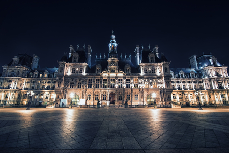 City Hall in Paris by Nightの写真素材