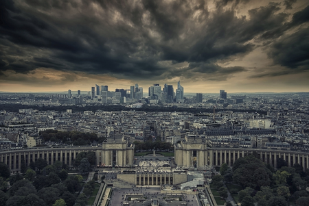 Trocadero and La Defense district Eiffel Tower viewed fromの写真素材