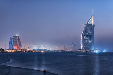 Dubai city viewed from the Palm Jumeirahの写真素材