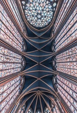 Stained glass of the Holy Chapel church in Parisのeditorial素材