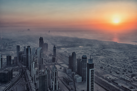 Dubai city at sunset, UAEのeditorial素材