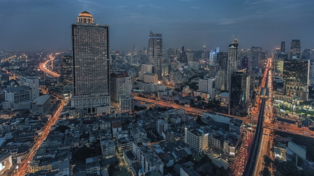 Bangkok twilight panoramaの写真素材