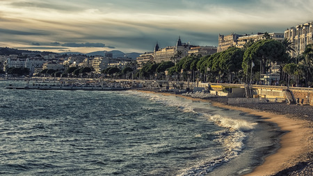 Cannes viewed from the beachの写真素材