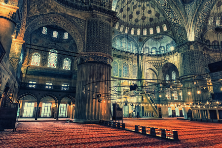 Inside Sultanahmet Mosque in Istanbulのeditorial素材