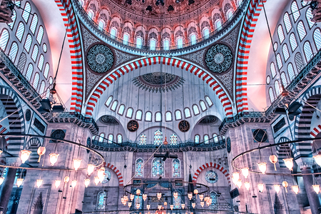Inside the Suleymaniye Mosque in Istanbulのeditorial素材