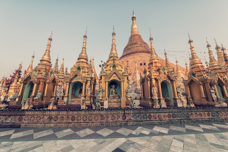 Shwedagon pagoda hand stupa in Yangon, Myanmarのeditorial素材