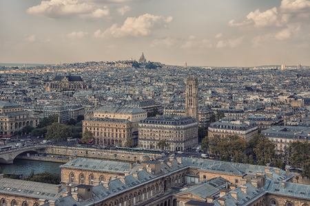 Paris roofs viewed from Notre Dame cathedral in Parisのeditorial素材