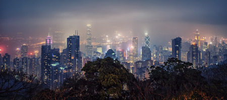 Hong Kong city by nightの写真素材