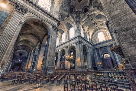 Inside the Saint-Sulpice church in Parisのeditorial素材