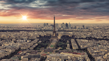 Panorama of Paris at sunsetの写真素材