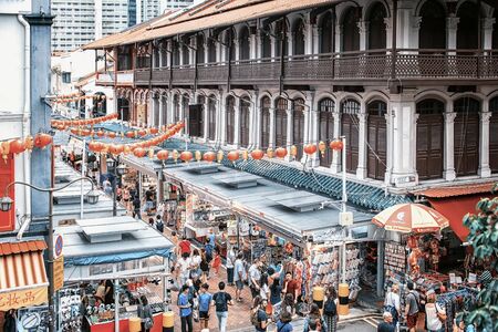 April 2018 - Chinatown, Singapore - Smith street market in chinatownのeditorial素材