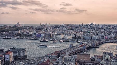 Istanbul city viewed from the Galata towerのeditorial素材
