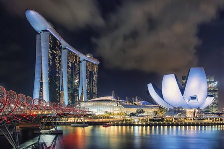 Marina Bay in evening, Singaporeのeditorial素材