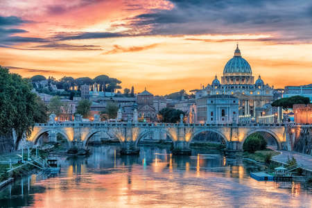 The city of Rome at sunsetの写真素材