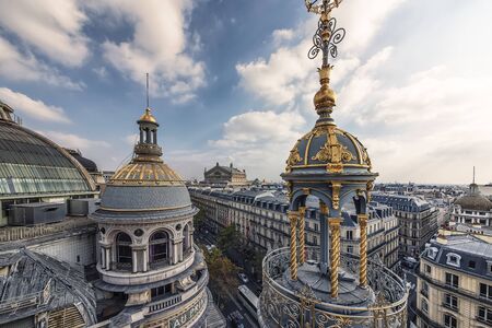 Paris roofs viewed from Haussmann boulevardのeditorial素材