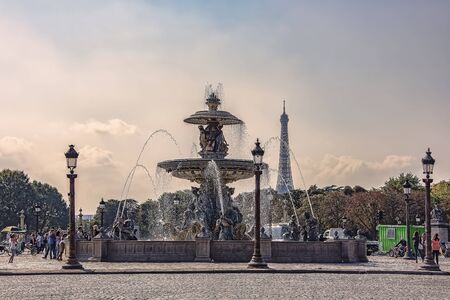 Concorde square in Paris at sunsetのeditorial素材