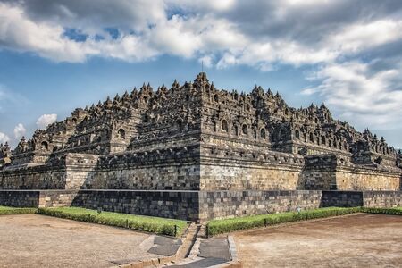 Borobudur buddhist monument in Central Java, Indonesiaの写真素材