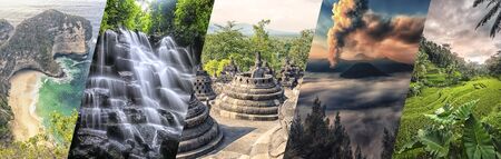 Indonesia famous landmarks collageの写真素材