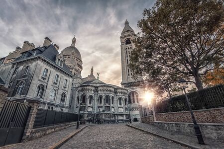 Sacred Heart Basil in Montmartre, Parisの写真素材