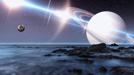 Artist view of an alien landscapeの写真素材