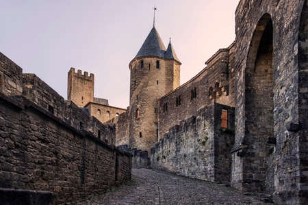 View of the medieval old town of Carcassonne in Franceのeditorial素材