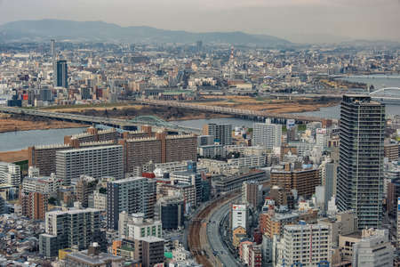Osaka city in daytimeのeditorial素材