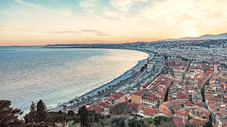 City of Nice at sunsetの写真素材