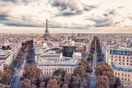 Paris city panorama at sunsetの写真素材