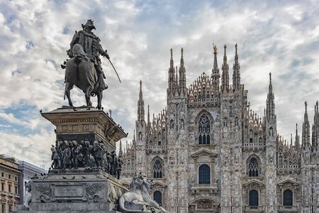 Facade of the Cathedral of Milan, Italyの写真素材