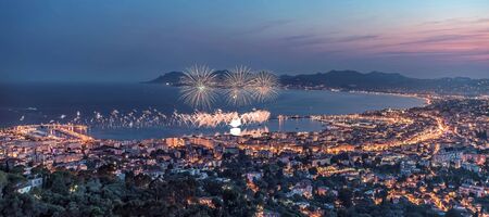 Firework in Cannes on the French Rivieraの写真素材