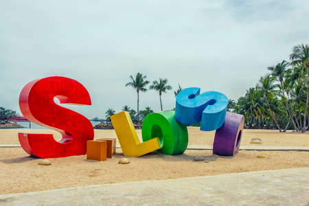 Siloso Beach in Sentosa Island, Singaporeのeditorial素材