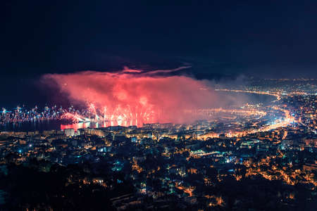 Firework in Cannes on the French Rivieraのeditorial素材