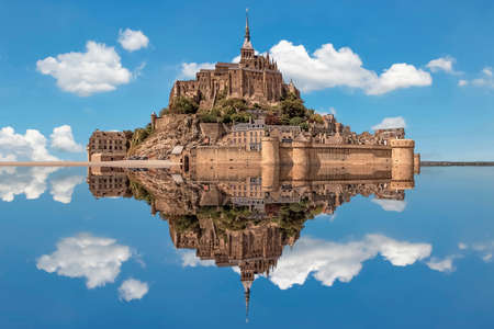 Mont Saint Michel village, an UNESCO world heritage site in Normandy, Franceのeditorial素材