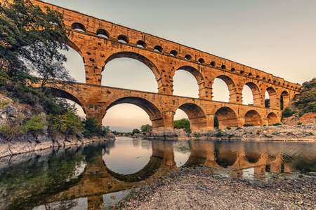 Pont du Gard in France, an UNESCO world heritage siteのeditorial素材