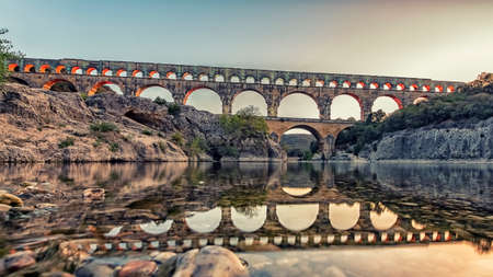 Pont du Gard in France, an UNESCO world heritage siteのeditorial素材