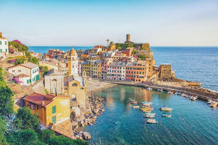 Manarola village in Cinque Terre national park, Italyの写真素材