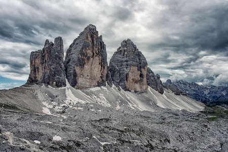 Tre Cime di Lavaredo mountain peaks in Dolomites, Italyの写真素材