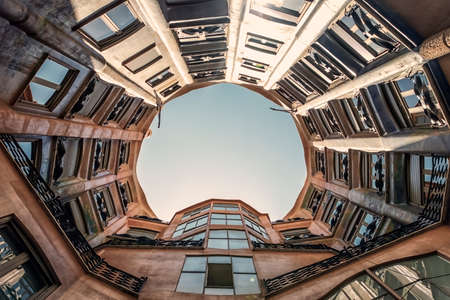 Inside the Casa Mila in Barcelona known as La Pedrera, Spainのeditorial素材