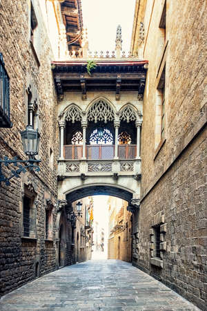 Street in Barcelona city in the daytime, Spainの写真素材