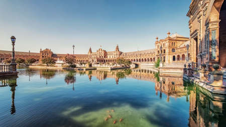 Plaza de Espana in Seville, Andalusia, Spainの写真素材