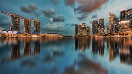 View of Marina Bay at sunset in Singapore City, Singaporeのeditorial素材