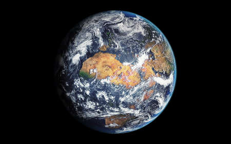 Earth planet Isolated in black . 3d renderingの写真素材