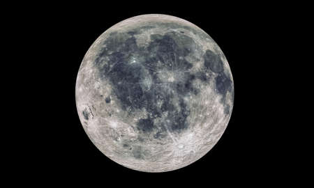 The Moon Isolated in black. 3d renderingの写真素材