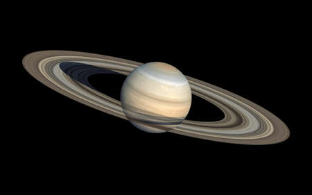 Planet Saturn Isolated in black . 3d renderingの写真素材