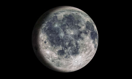 The Moon Isolated in black . 3d renderingの写真素材